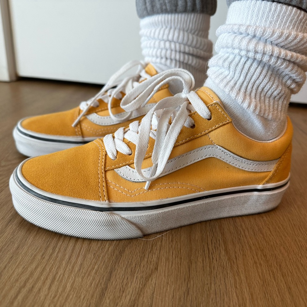 2 Tone Old Skool Vans Yellow White Strip W6.5 - Picture 4 of 7